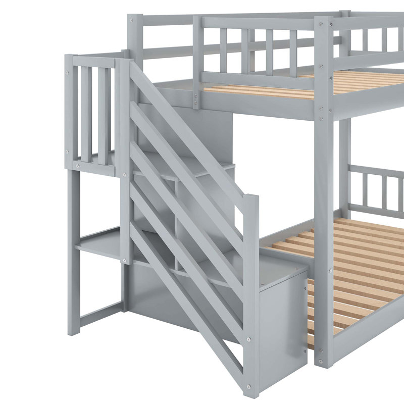 Pols Kids Bunk Bed, Gray, Twin over Twin