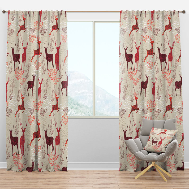 Panneau de rideau simple semi-diaphane avec passe-tringle Christmas, l 52 po x L 95 po