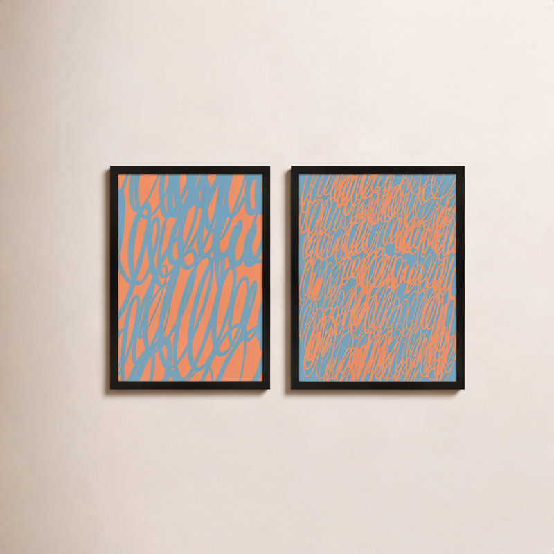 Color Squiggles Framed Graphic Art by Jacques Pilon, Black Single Structure Framed Paper, 20" H x 32" W x 1.25" D