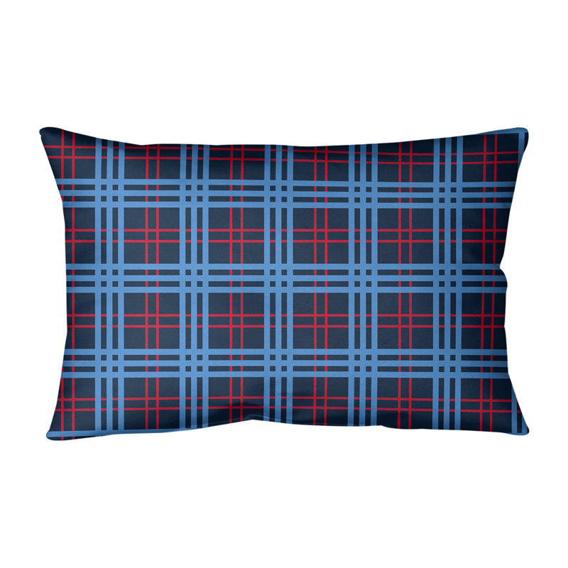 Housse de coussin Luxury Tennessee, Marine / Rouge / Bleu, Lin
