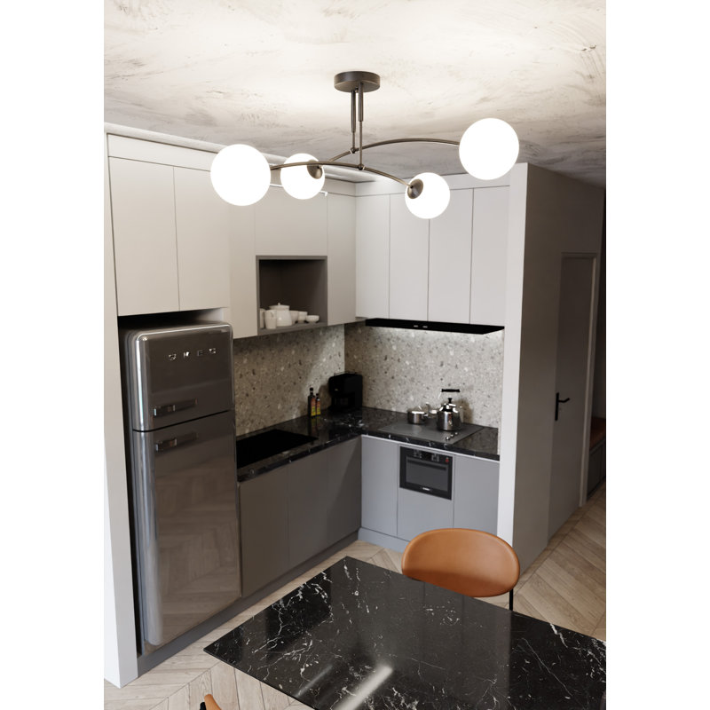 Pamplona Glass Semi Flush Mount, Black