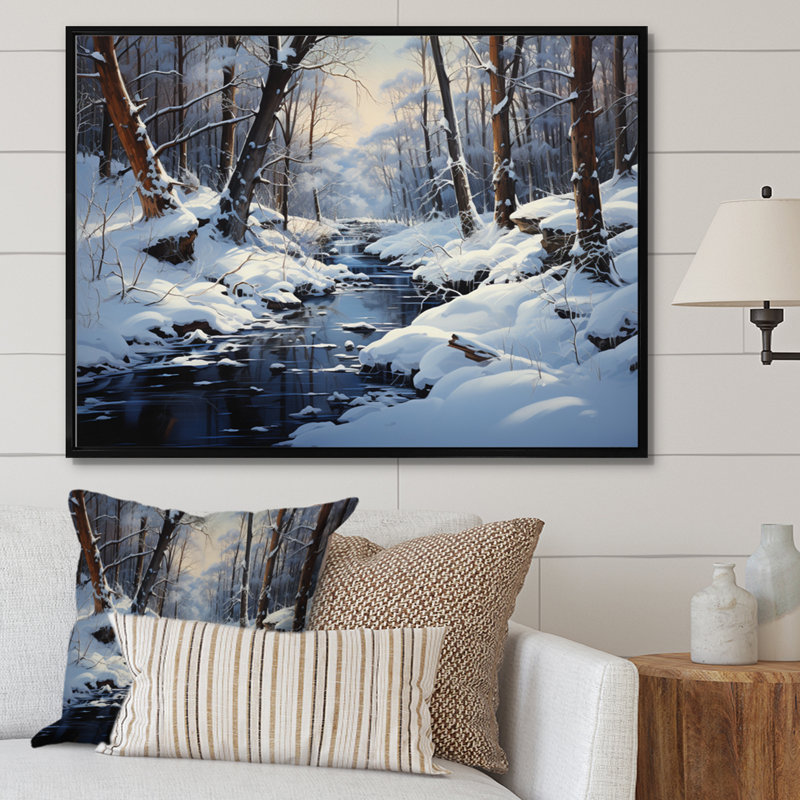 «Winter Silent Woods II - Winter Landscape», reproduction sur toile encadrée, Cadre flottant noir