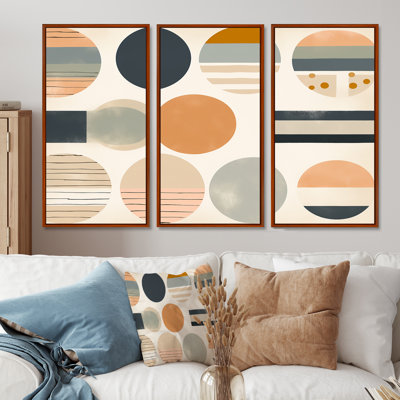 Ensemble de décoration murale géométrique équilibre géométrique orange pastel I