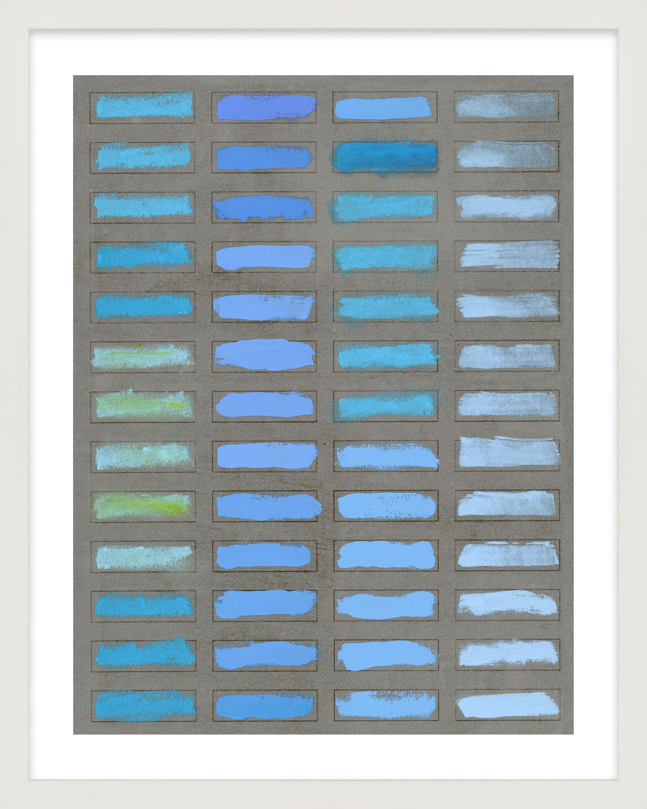 The Blues 2 by Jacques Pilon, White Framed, 30" H x 24" W x 1.25" D
