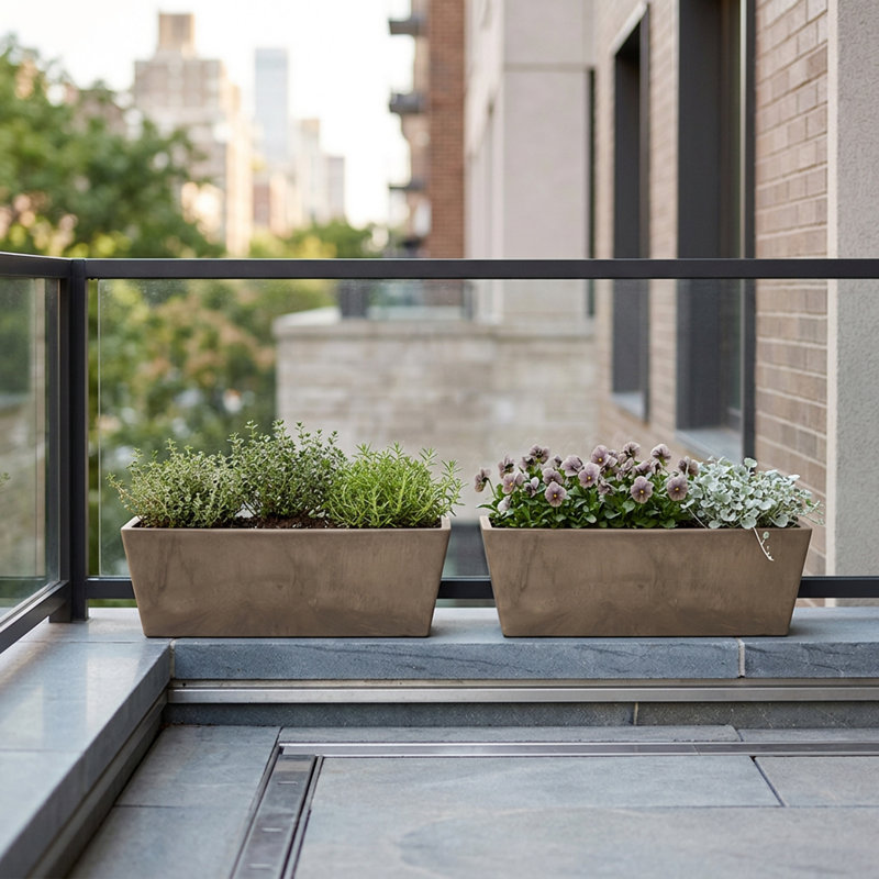 Ensemble de jardinières en composite 2 pièces Cara, Taupe