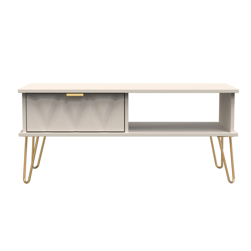 Diamond 1 Drawer Coffee Table, Beige