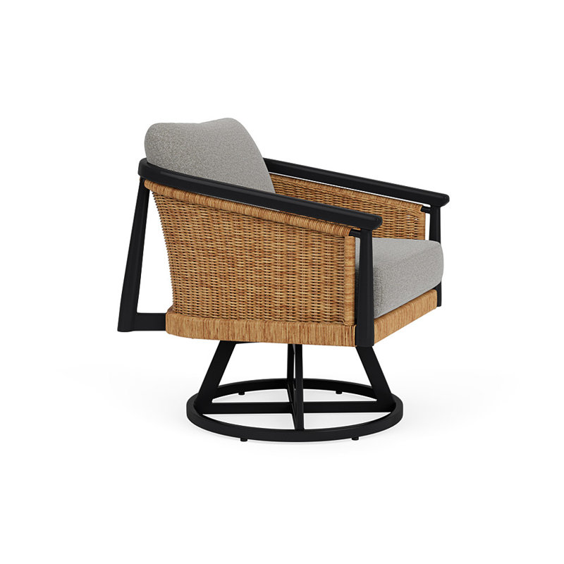Galloway Swivel Lounge Chair In Tortoiseshell Finish, Rumba Nickel