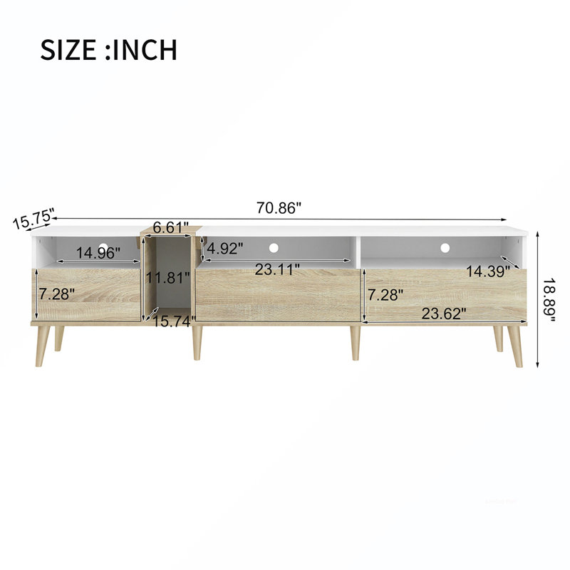 Versatile Media Console Table with Multiple Shelves and Drawers for Living Room