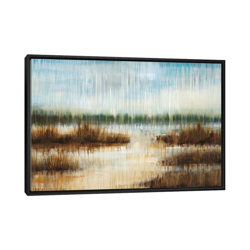 « early matinée brume », reproduction sur toile, H 40 po x l 60 po x P 1,5 po, Toile avec cadre noir, Pas de tapis