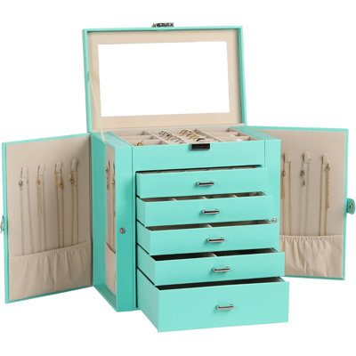 Large Jewelry Box,6-Tier PU Leather Jewelry Organizer