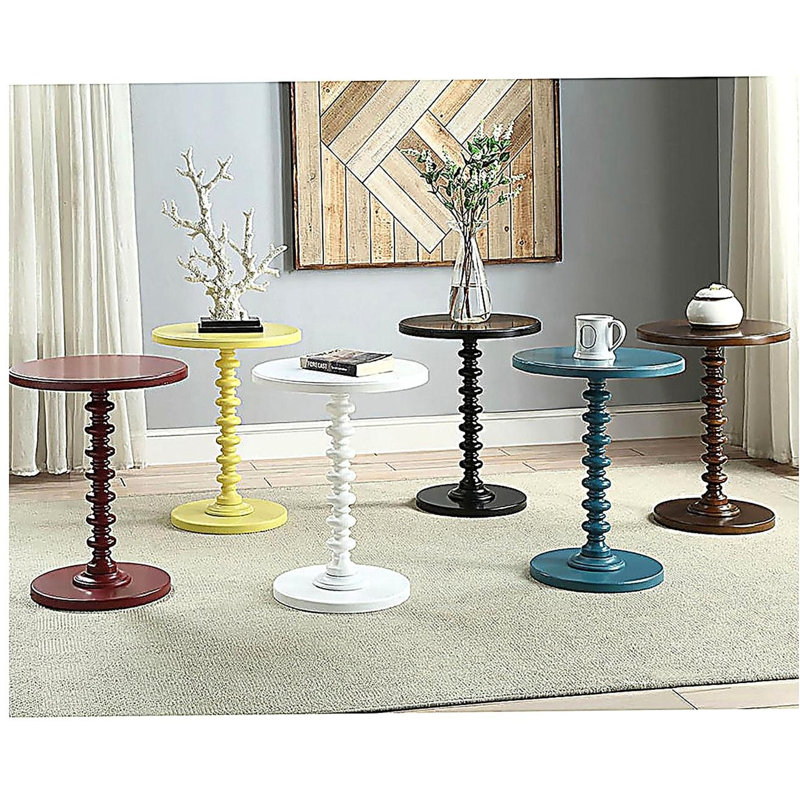 White Round Wooden Side Table