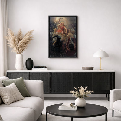 «Norse Mythology Thor», œuvre d'art de la scène de la bataille de Viking rétro, impression d'art sur toile encadrée