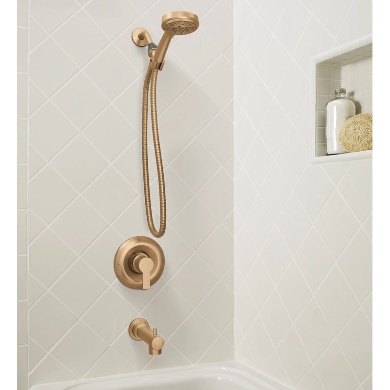 Meena Single Handle Tub/Shower with Handshower, Valve Included, Bronzed Gold