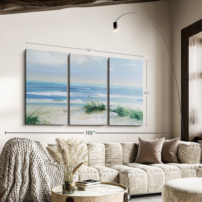«Coastal Breezes», 3 pièces sur toile, H 48 po x l 74 po x P 1,25 po