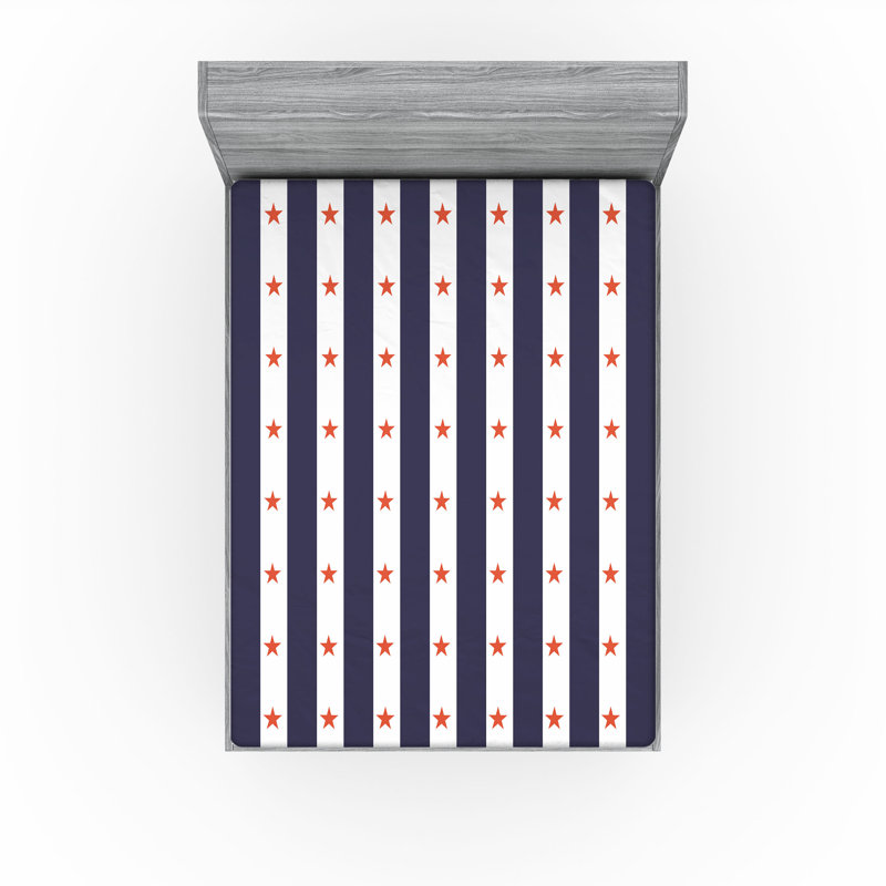 Drap-housse Ambesonne, paquet de 2, Indigo / rouge / blanc rayé, Drap-housse grand