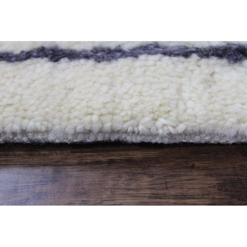 Tapis géométrique en laine noué à la main Borkouer, Rectangle 5 pi x 8 pi