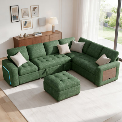 Modern 3-Piece Corduroy L-Shape Sectional Set: Ottoman Included, Ideal For Stylish Small Spaces