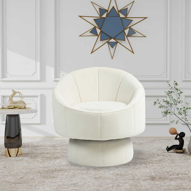 Fauteuil demi-tonneau en velours, Velours beige