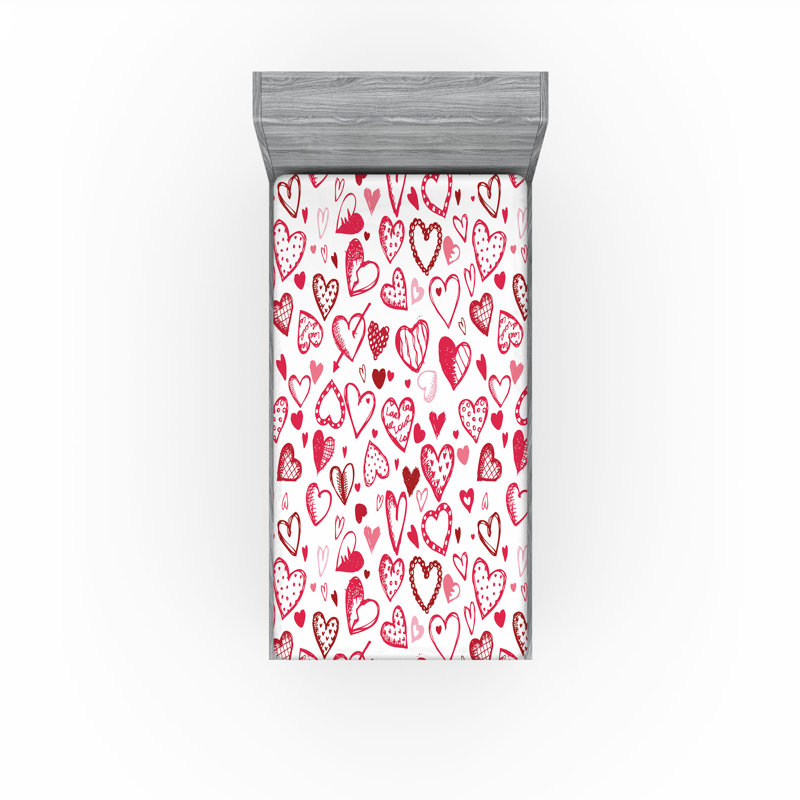 Ensemble de 2 draps-housse Ambesonne Love, Twin Extra Long Fitted Sheet