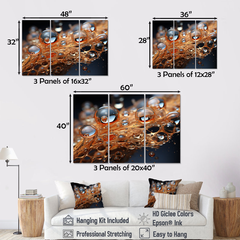 «Beating Bronze Pelages Champagne» - art mural Champagne, Toile tendue, H 28 po x l 36 po x P 1 po