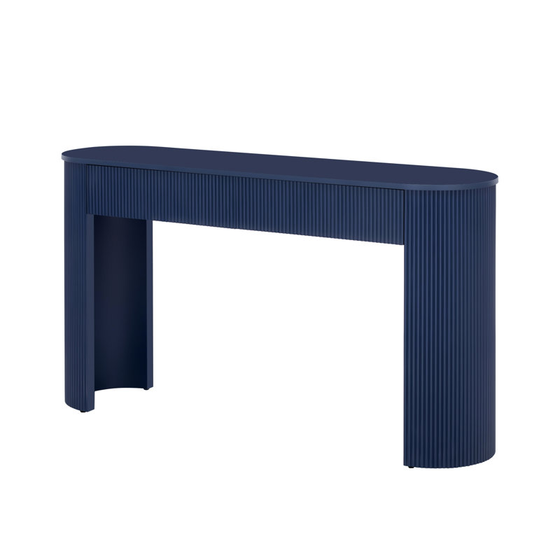 Entryway Table, Modern Console Table With Oval Top And 2 Drawers, Console Table For Indoor