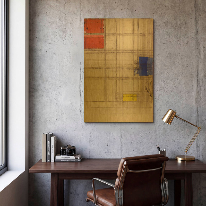 «Study for a Composition, 1940-1941» par Piet Mondrian, art mural en métal doré, 24 po x 36 po, 24 po x 36 po
