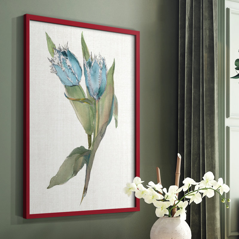 «Blue Tulip Picks II», reproduction encadrée - bois massif, Rouge, H 10 po x l 8 po