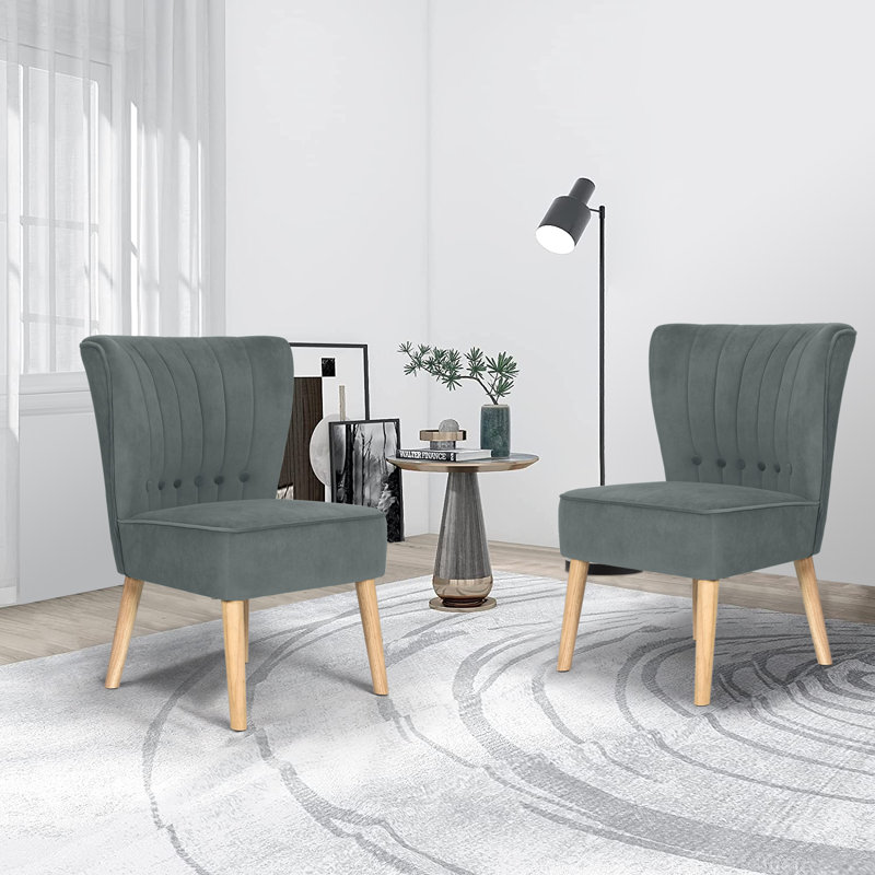 Raquell Velvet Accent Chair, Dark Gray Velvet