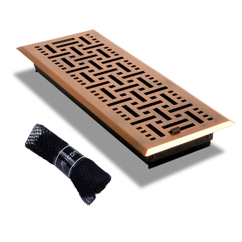 Copper Finish 4"x10" Steel Floor Register with Trap Net