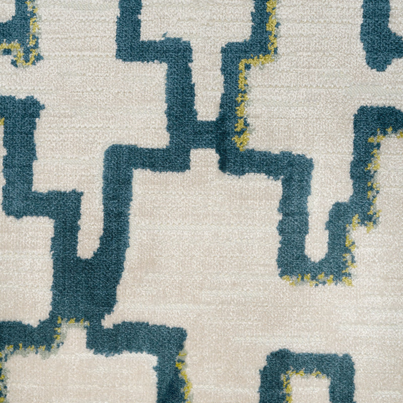 Venturo Geometric Cut Velvet Upholstery Fabric, Cabana