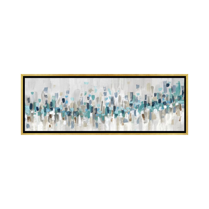 «Blue Staccato» par Inconnu - reproduction d'art, Toile dorée avec cadre flottant, H 16 po x l 48 po x P 1,5 po