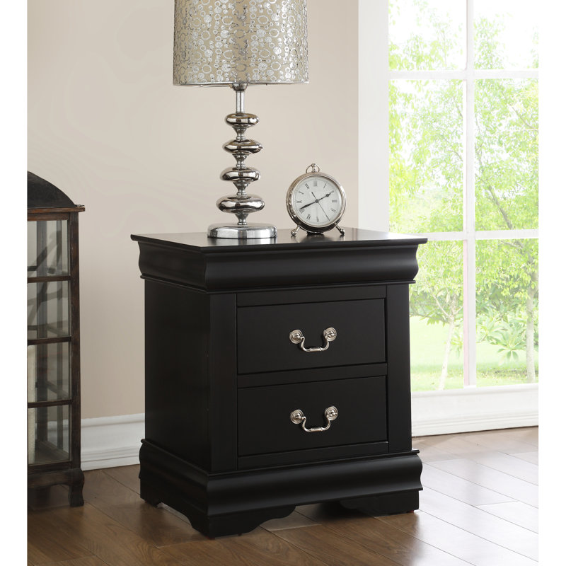 Table de chevet chic noire pour chambre à coucher - l 21 po x H 24 po x H 15 po avec profondeur de rangement fonctionnelle