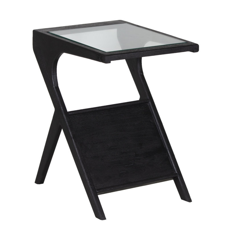Metivier Solid Mango Wood End Table, Black, 24" H x 16" W x 20" D