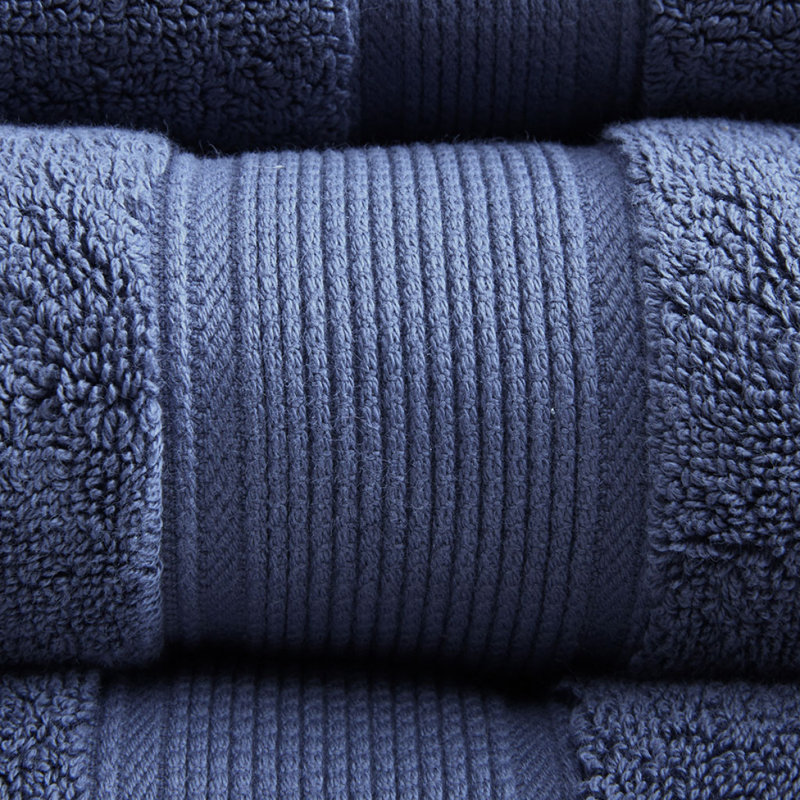 100% Cotton 8 Piece Antimicrobial Towel Set, Dark Blue