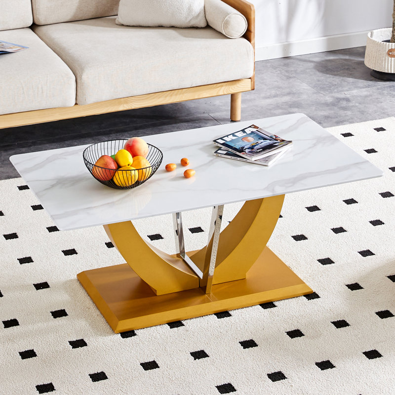 Rectangular Coffee Table with Glass Table Top
