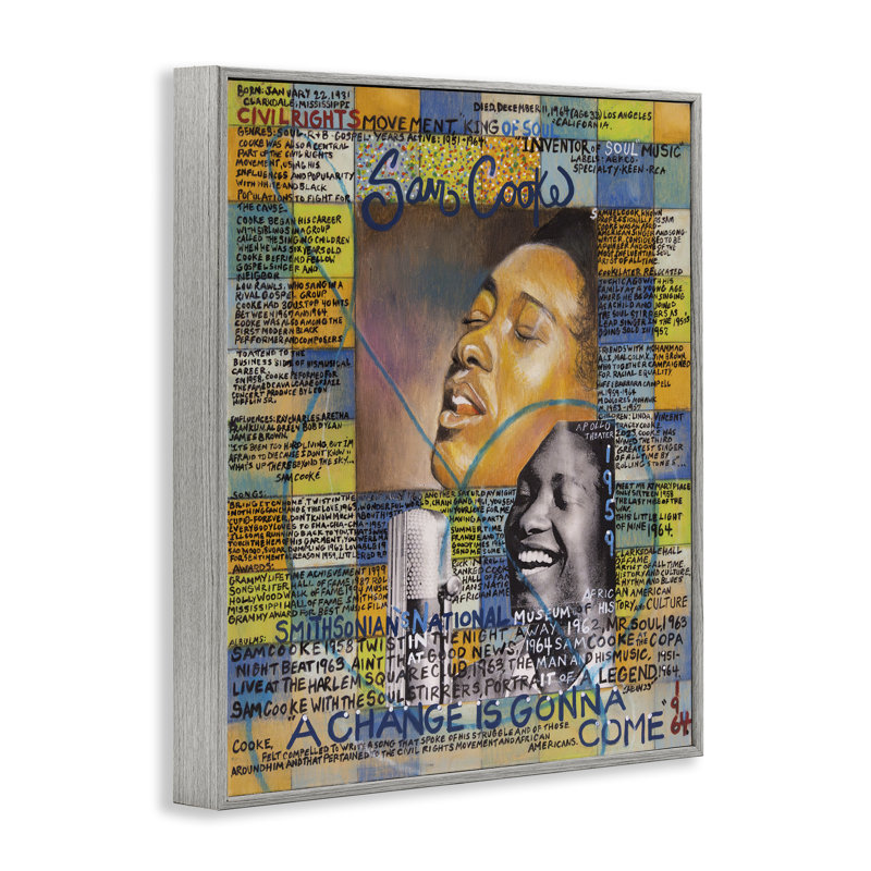 Sam Cooke Collage Framed Giclee Art by Sabin, Farmhouse Gray Framed Giclee, 30" H x 24" W