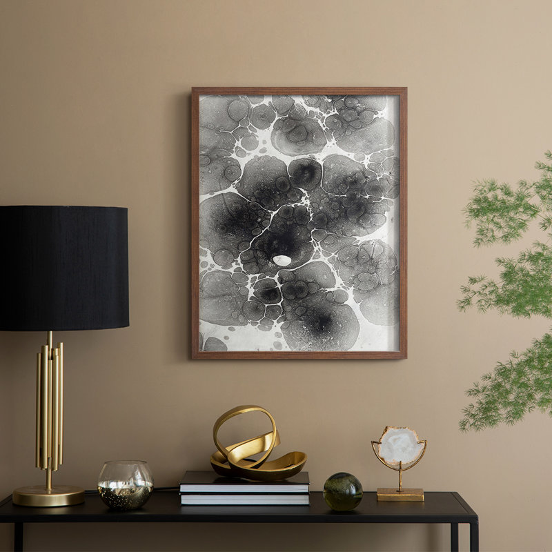 Marbling XIV Framed Print - Solid Wood, Walnut, 15" H x 12" W