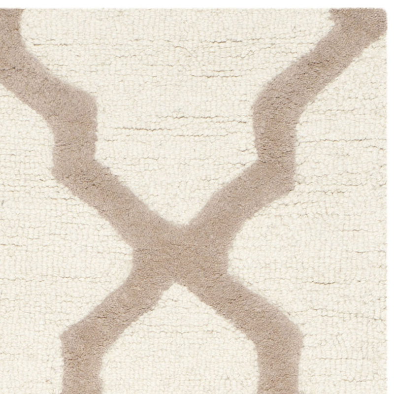 Cannen Hand Tufted Wool Geometric Rug, Square 8', Ivory/Beige