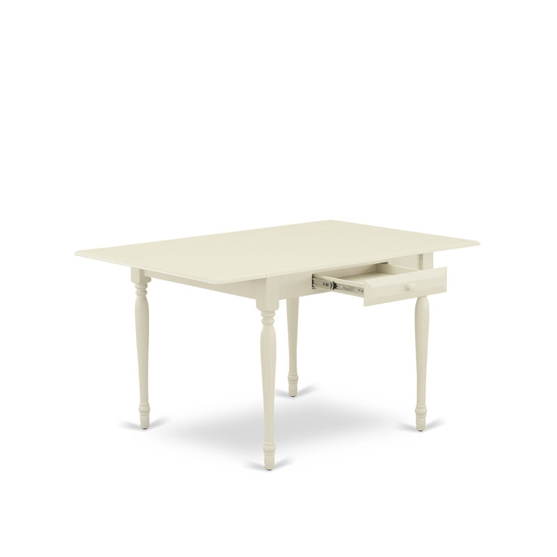5 Piece Dining Table Set for 4 Includes a Rectangle Kitchen Table with Dropleaf and 4 Shitake Linen Fabric Parson Dining Chairs, Linen White