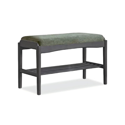 Banc rembourré en velours côtelé vert
