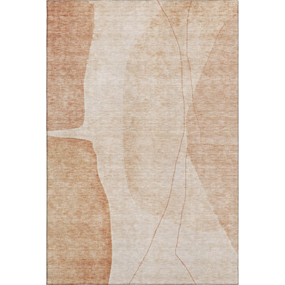 Premium Machine Washable Prisco Terracotta Rug