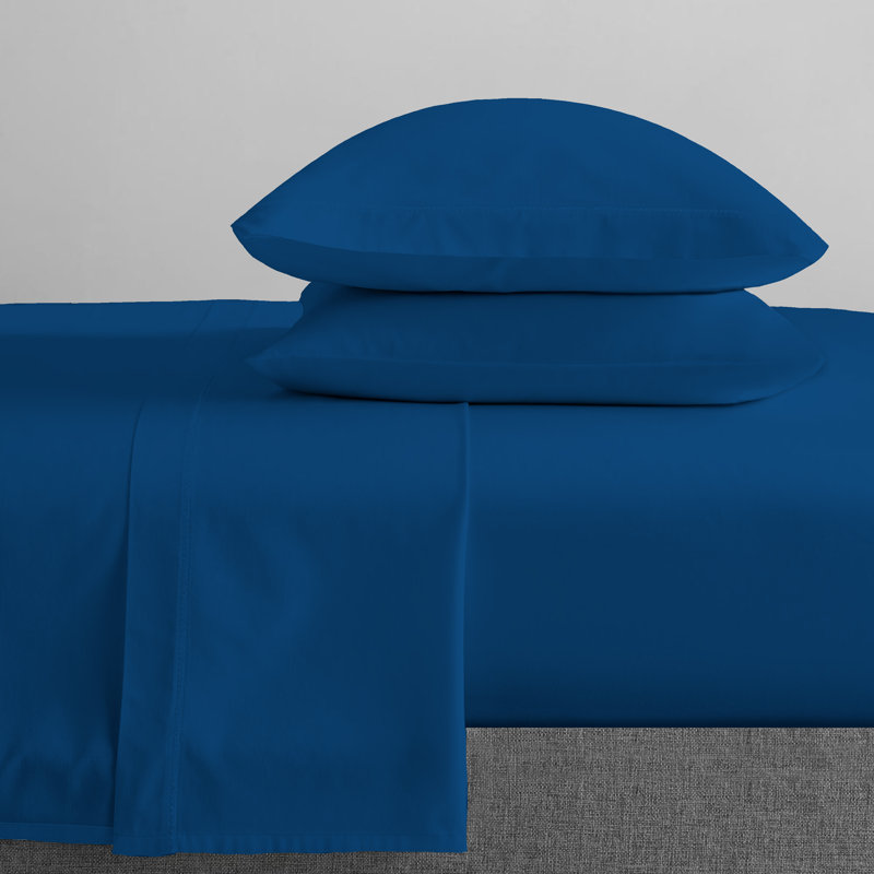 Ensemble de draps 100% coton jersey, Grand, Bleu