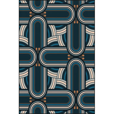 Modern Themed Patterned Woven Base Washable Rug