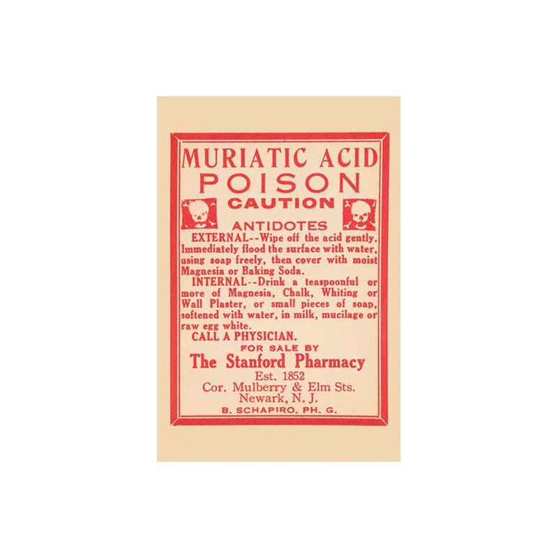 « muriatic acid », art textuel, H 42 po x l 28 po