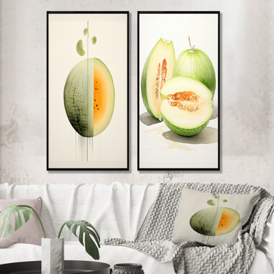 Ensemble de salon minimaliste mural 2 pièces Melon Minimalist Cantelope Essence I