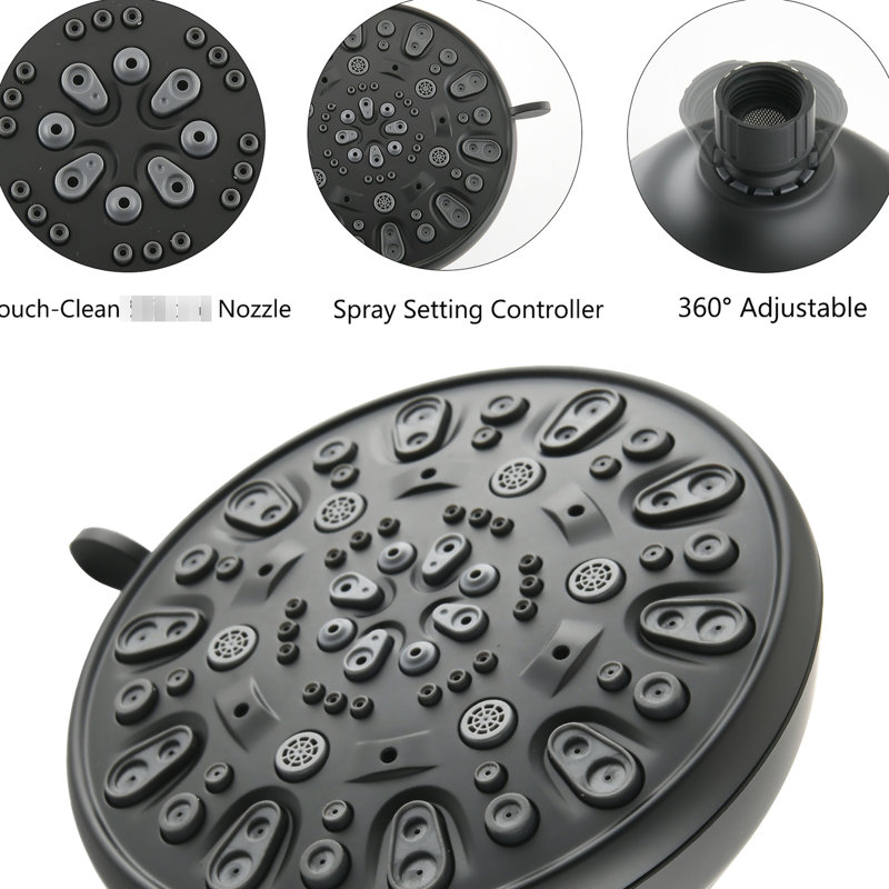 Stainless Steel Slide Bar Shower With 5-inch Abs Head - Matte Black Dual Spa Rod And 7 Spray Patterns