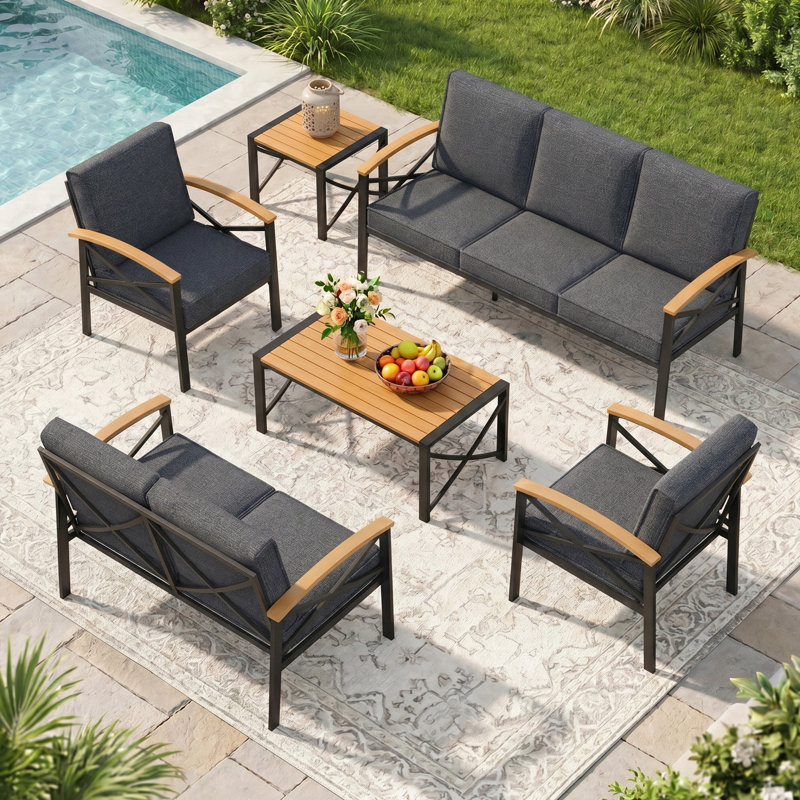 6-Piece Outdoor Conversation Set, Gray