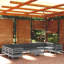  Ensemble de salon de jardin en bois de pin massif gris, tissu 100% polyester moyen-860366742-860366743
