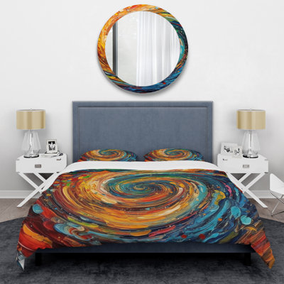 Encre liquide jaune orange transparent - ensemble de housse de couette abstrait - microfibre de polyester