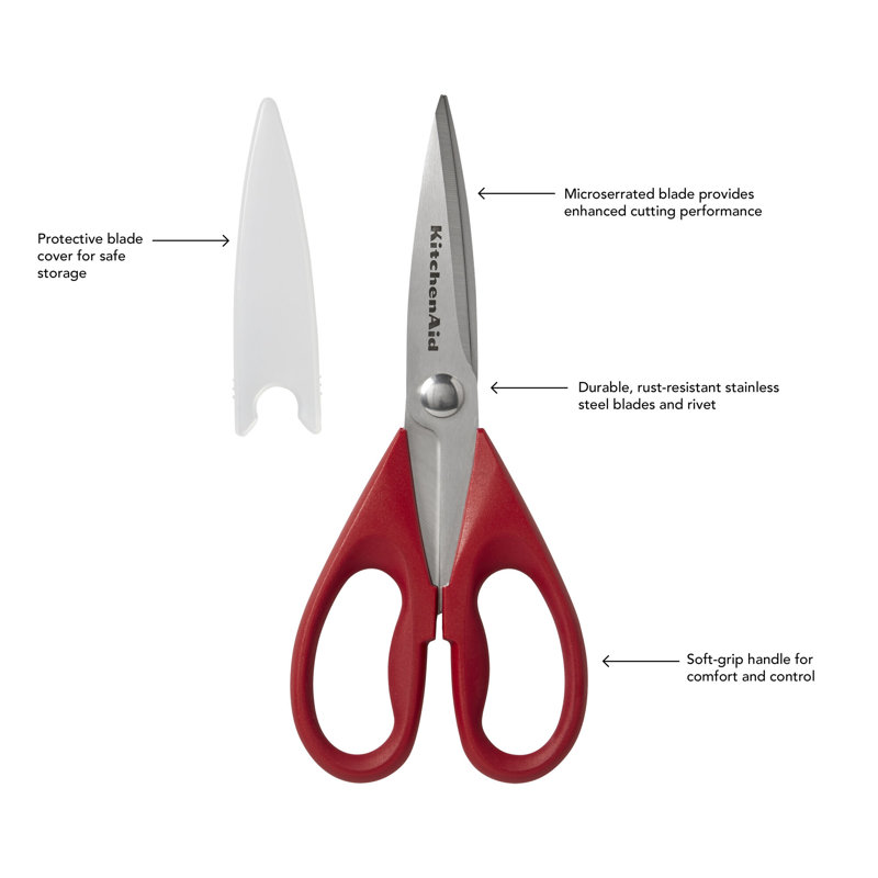 Kitchenaid All Purpose Shears With Protective Sheath, Black, Red